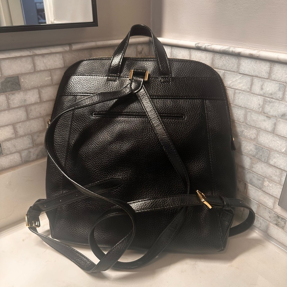 Michael Kors Black Textured Backpack with Gold Accents - Picture 2 of 9